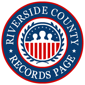 A round red, white, and blue logo with the words 'Riverside County Records Page' for the state of California.